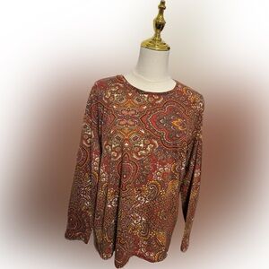 Signature Paisley Red and Gold Women's Top